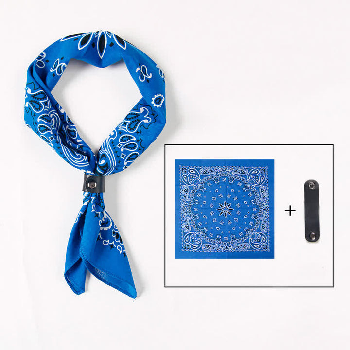 Foulard carré imprimé cachemire tendance avec boucle pour foulard