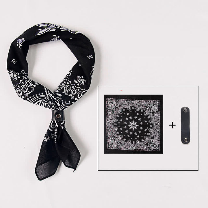 Foulard carré imprimé cachemire tendance avec boucle pour foulard