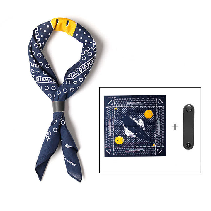 Foulard carré imprimé cachemire tendance avec boucle pour foulard
