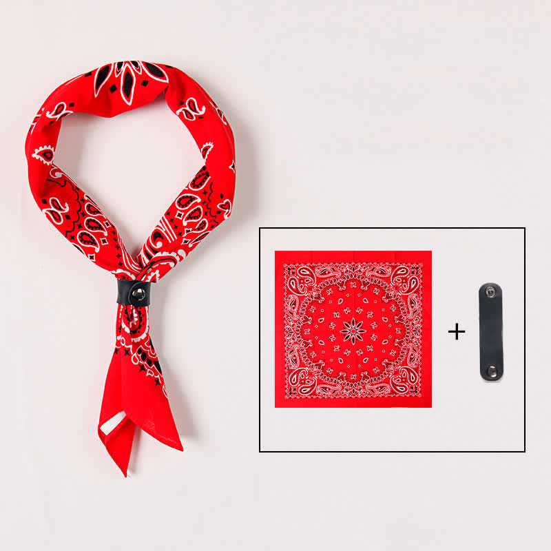 Foulard carré imprimé cachemire tendance avec boucle pour foulard