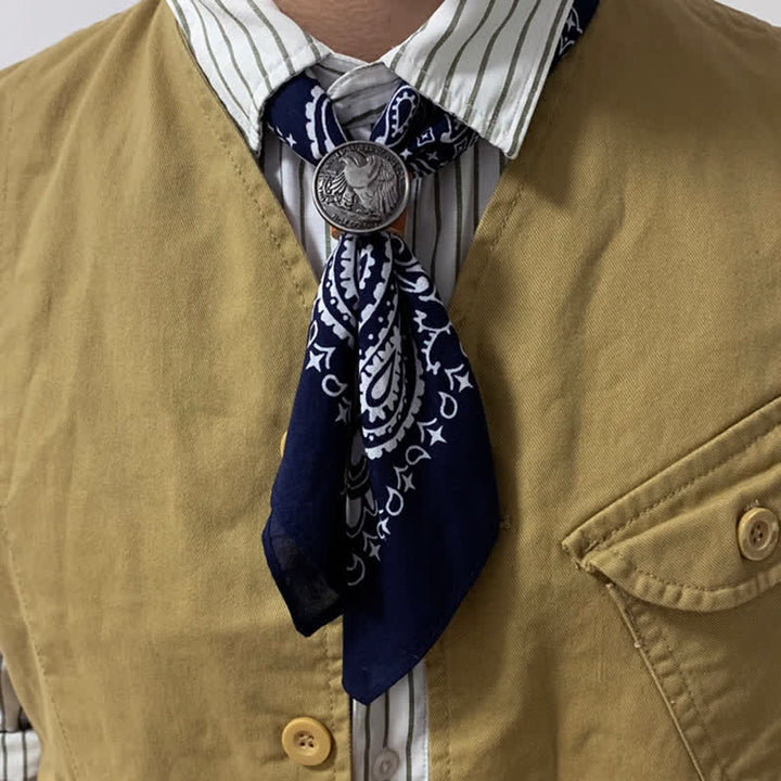 Foulard carré imprimé cachemire tendance avec boucle pour foulard