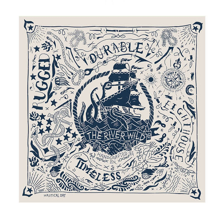 Foulard carré à motif de voile ivoire Boucle de foulard en cuir