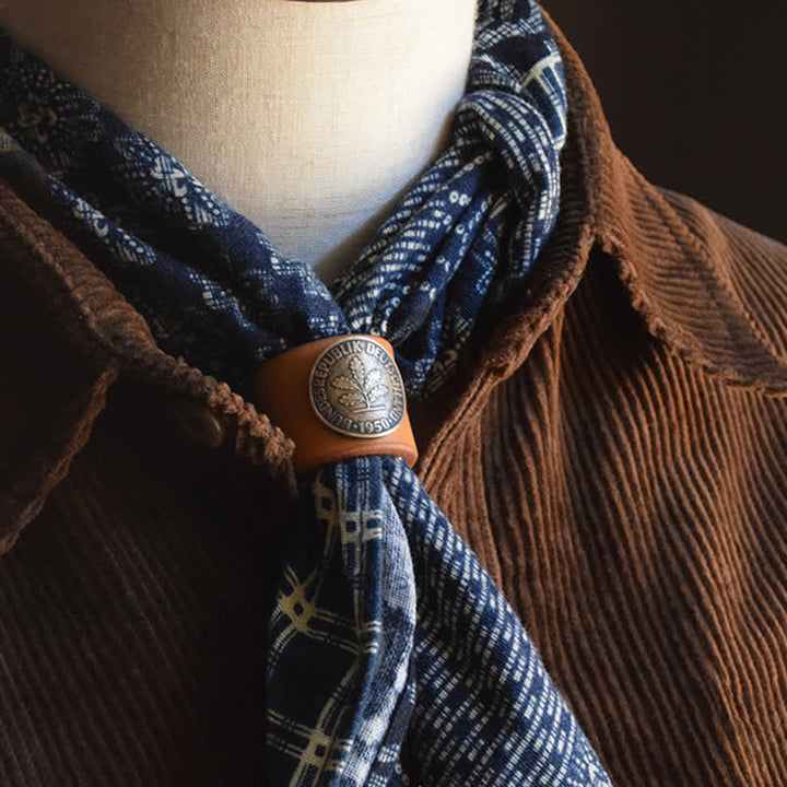 Foulard carré à motifs géométriques patchwork bleu vintage