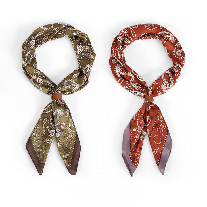 Foulard carré classique à imprimé floral cachemire bicolore