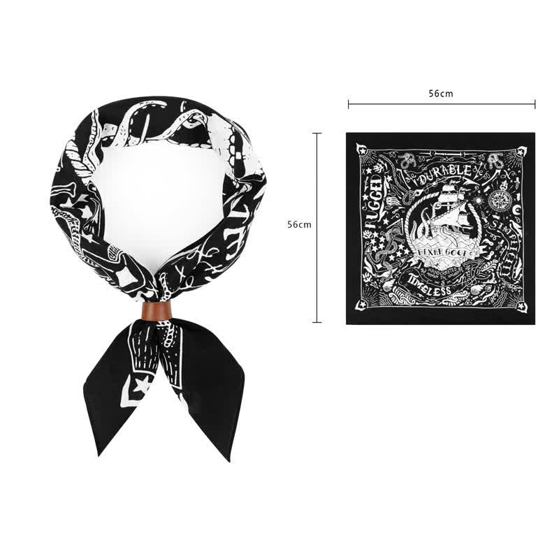 Foulard carré à motif marin avec boucle pour foulard