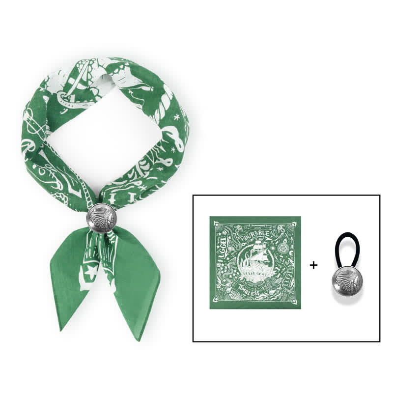 Foulard carré à motif marin avec boucle pour foulard