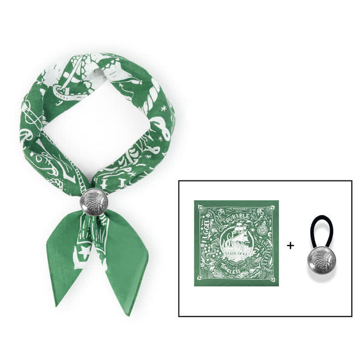 Foulard carré à motif marin avec boucle pour foulard