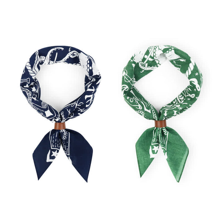 Foulard carré à motif marin avec boucle pour foulard