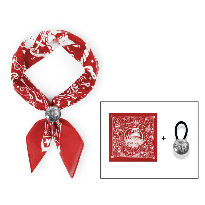 Foulard carré à motif marin avec boucle pour foulard