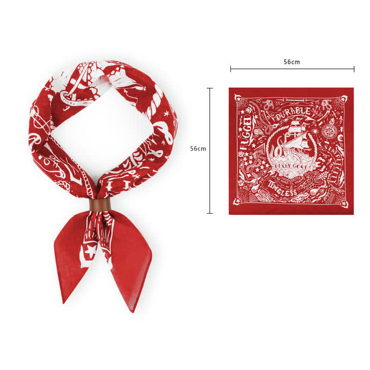 Foulard carré à motif marin avec boucle pour foulard