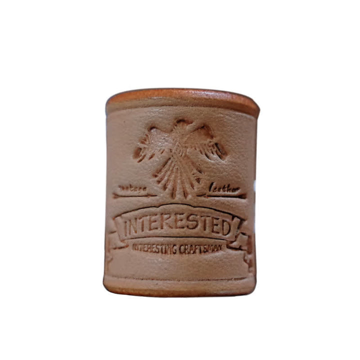 Bague pour foulard en cuir tanné végétal avec aigle en relief