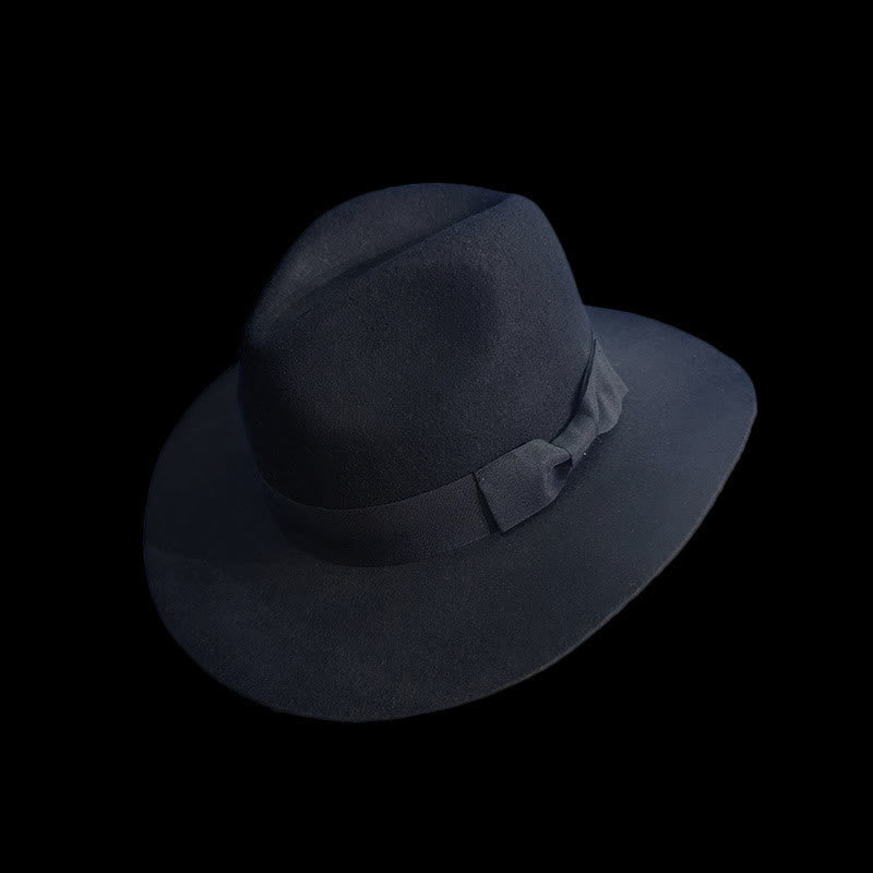 Chapeau de cowboy à nœud papillon et ruban noir de couleur unie