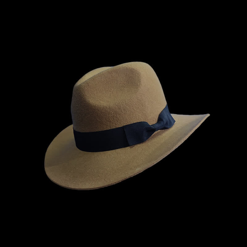 Chapeau de cowboy à nœud papillon et ruban noir de couleur unie - Chameau - L (23 1/4"-23 5/8") - image 0