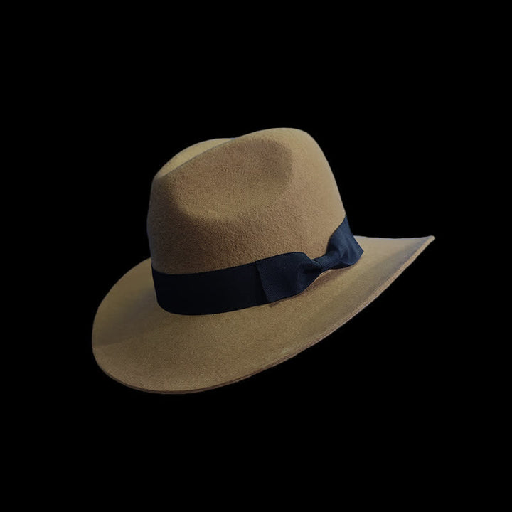 Chapeau de cowboy à nœud papillon et ruban noir de couleur unie - Chameau - L (23 1/4"-23 5/8") - image 0