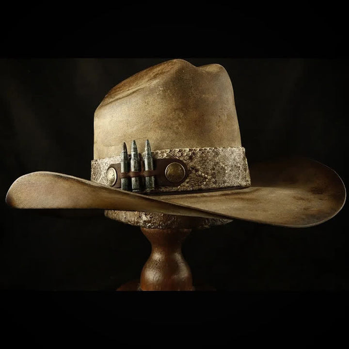 Chapeau de cowboy à ruban et motif peau de serpent Bullet Decors