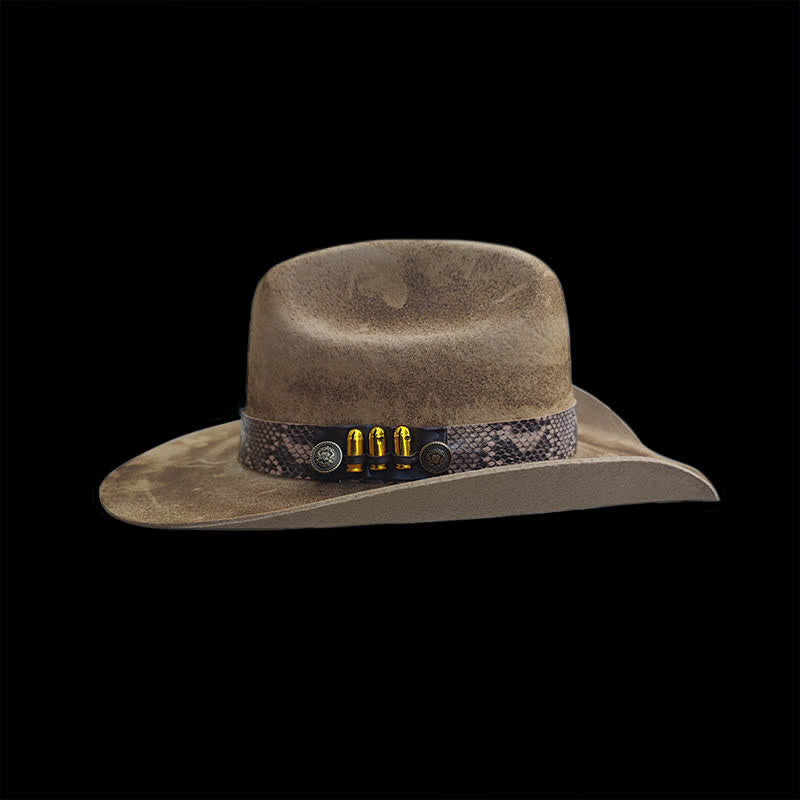 Chapeau de cowboy à ruban et motif peau de serpent Bullet Decors