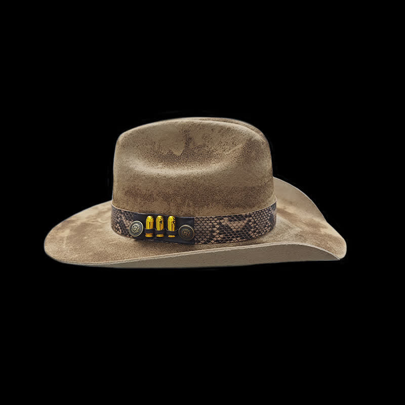 Chapeau de cowboy à ruban et motif peau de serpent Bullet Decors - Kaki foncé - M (22"-22 7/8") - image 1
