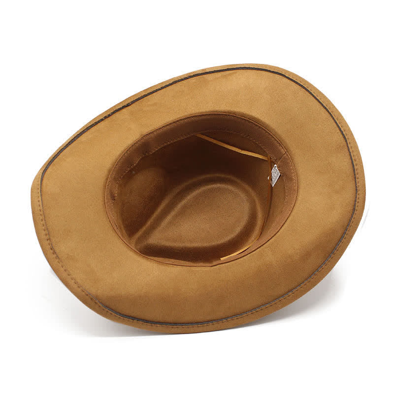 Chapeau de cowboy en feutre à bord incurvé avec décoration en corde de style ethnique