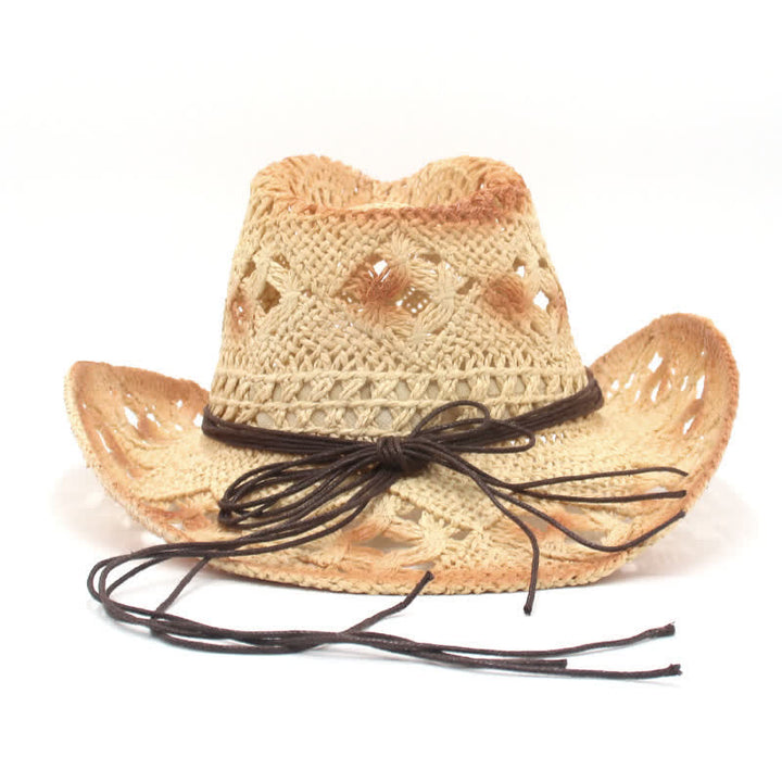 Chapeau de paille style cow-boy avec perles creuses style bohème - image 11
