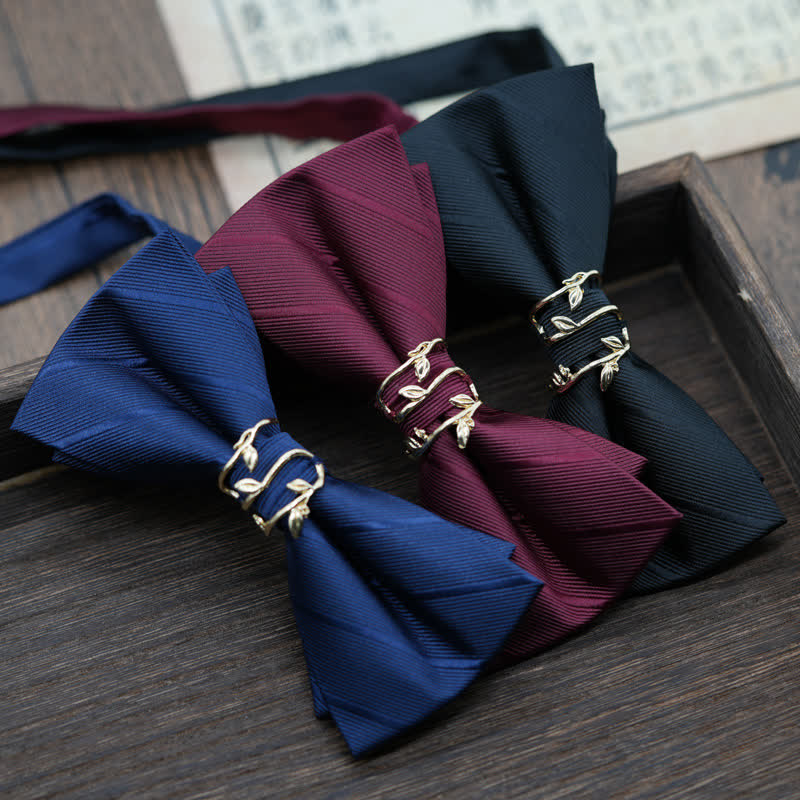 Nœud papillon en métal doré pour homme en forme de branche