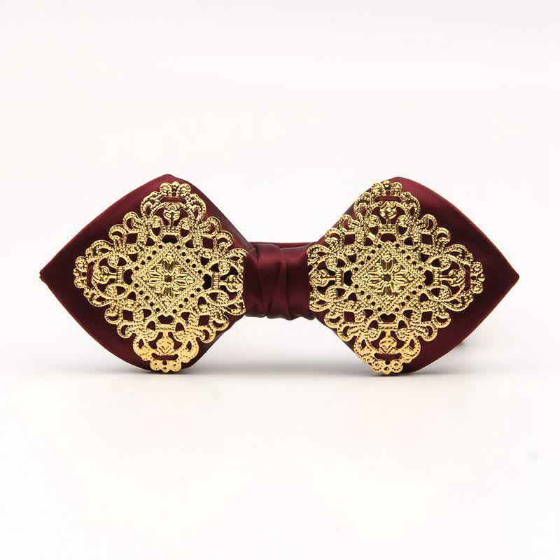 Nœud papillon pointu en métal doré à motif Palace pour homme