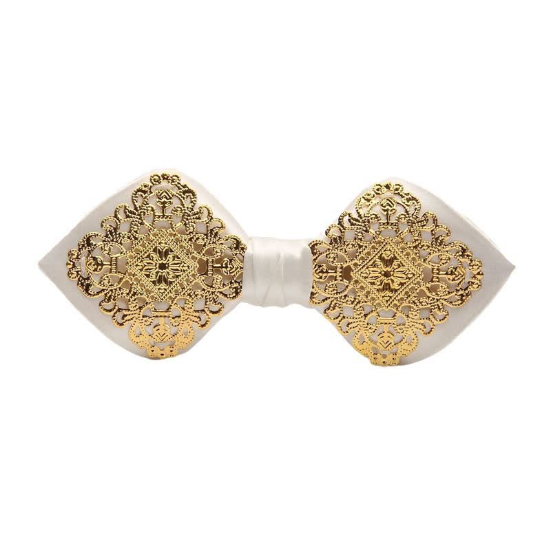 Nœud papillon pointu en métal doré à motif Palace pour homme