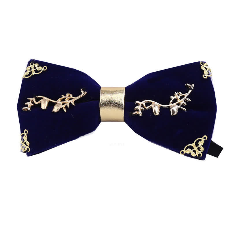 Nœud papillon pour homme avec appliques dorées et décoration en feuille de métal