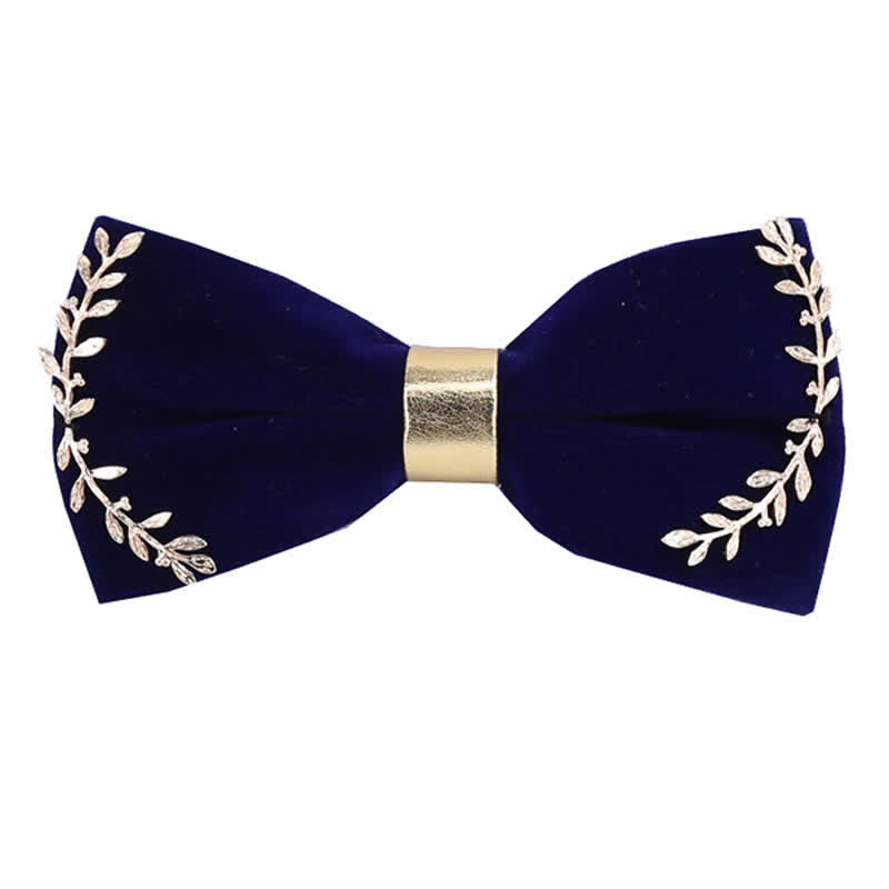 Nœud papillon pour homme avec appliques dorées et décoration en feuille de métal