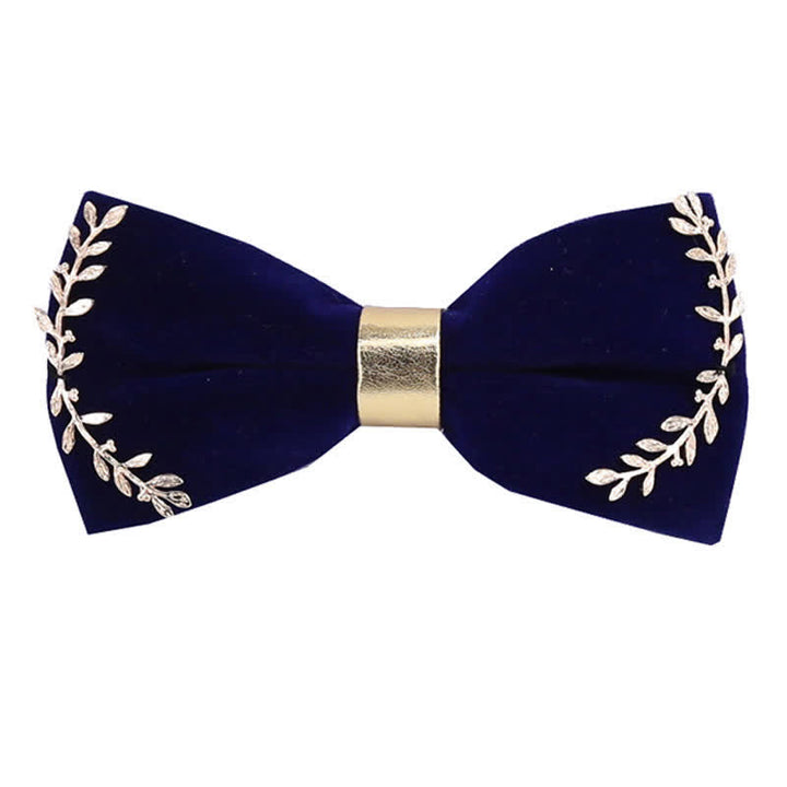 Nœud papillon pour homme avec appliques dorées et décoration en feuille de métal