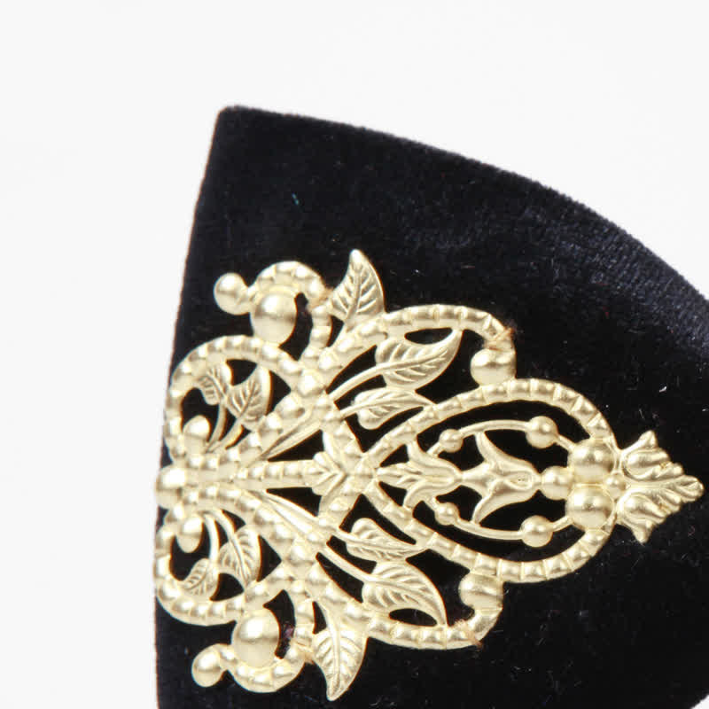 Nœud papillon en velours noir orné d'or pour homme