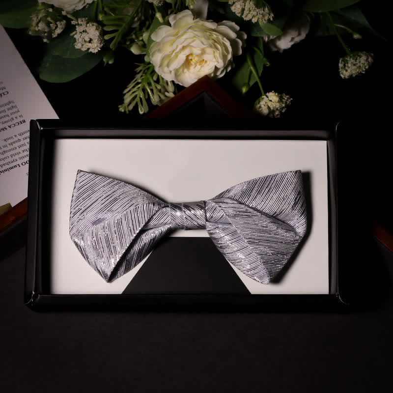 Nœud papillon en sergé pour homme, série Sparkle Silver Grey