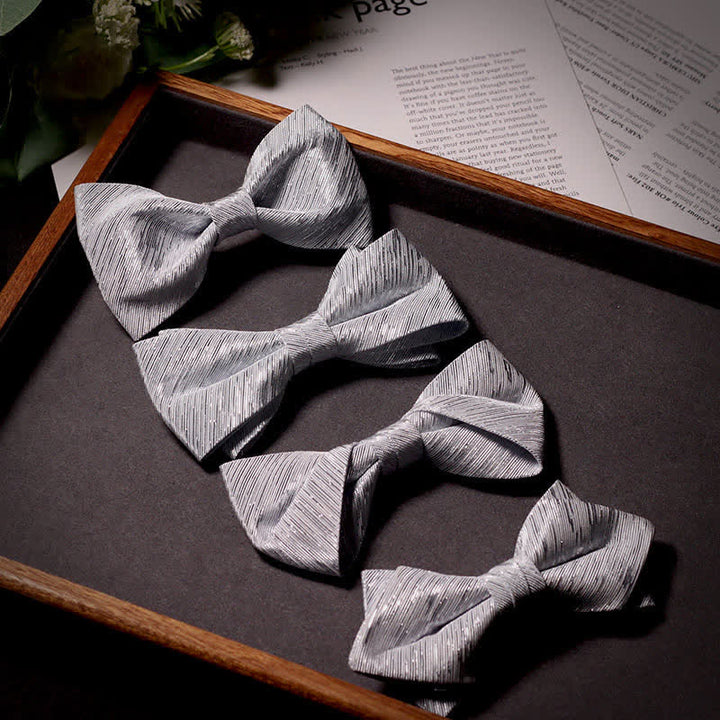 Nœud papillon en sergé pour homme, série Sparkle Silver Grey