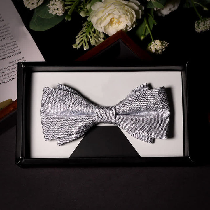 Nœud papillon en sergé pour homme, série Sparkle Silver Grey