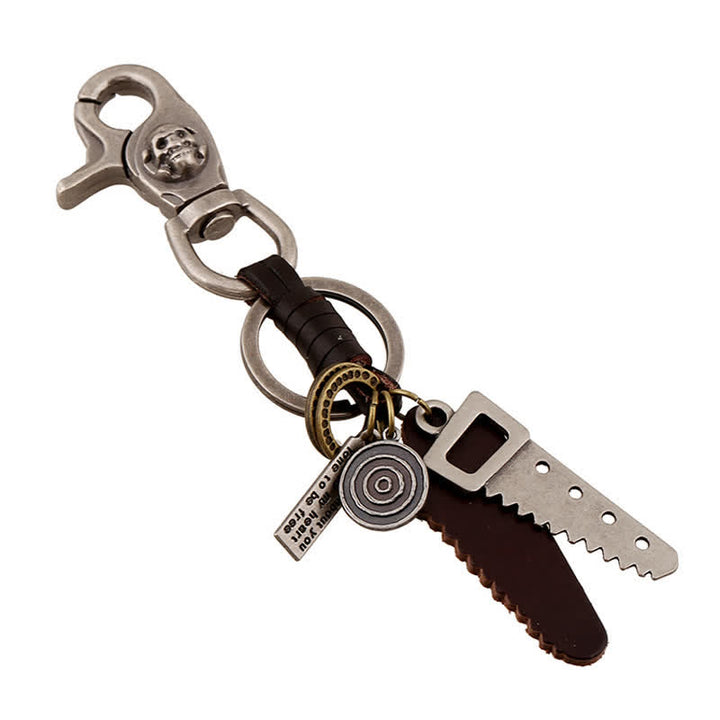 Porte-clés en cuir avec crâne sculpté à la scie créative - image 1