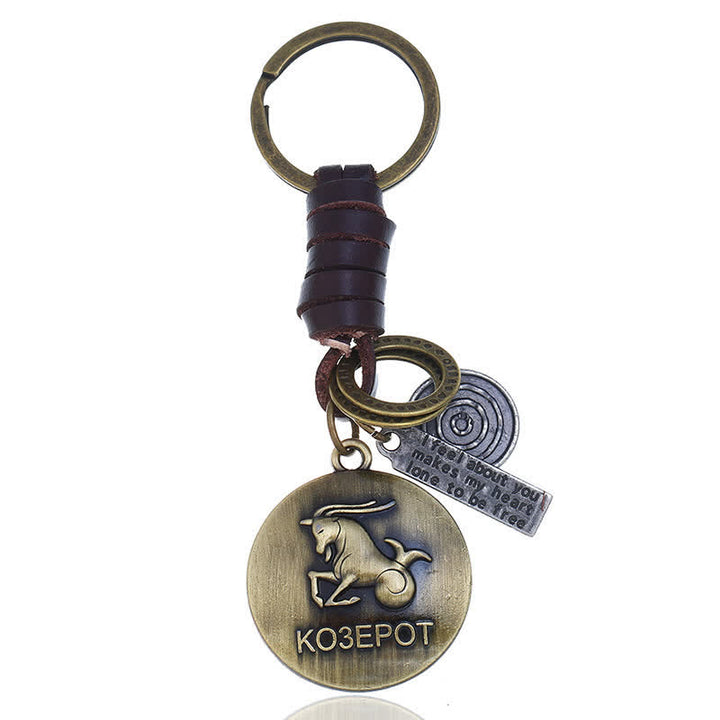 Porte-clés en cuir tissé vintage avec pendentif 12 constellations - Capricorne - image 14
