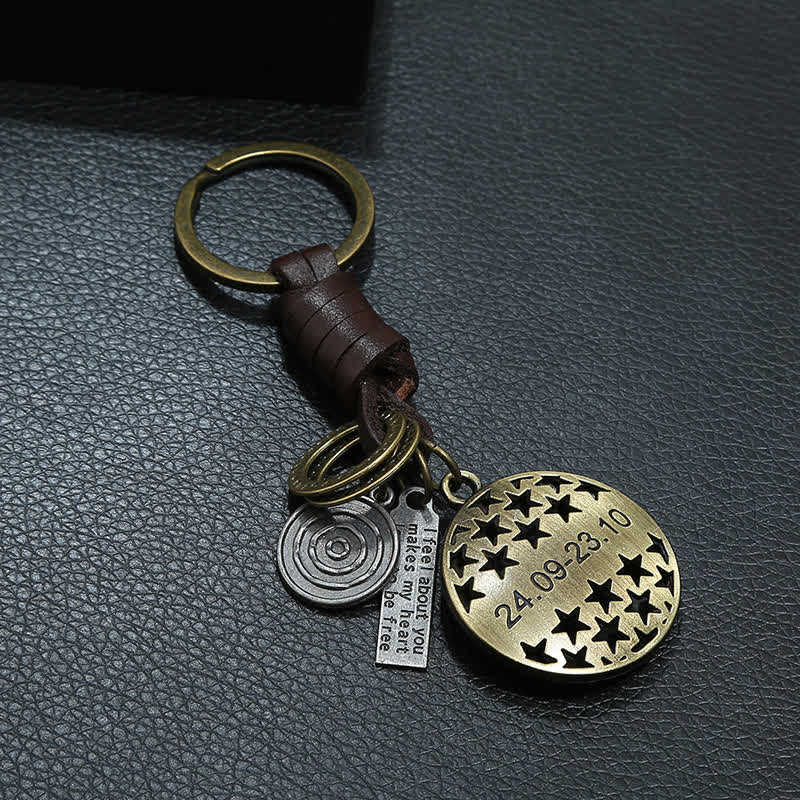 Porte-clés en cuir tissé vintage avec pendentif 12 constellations - image 5