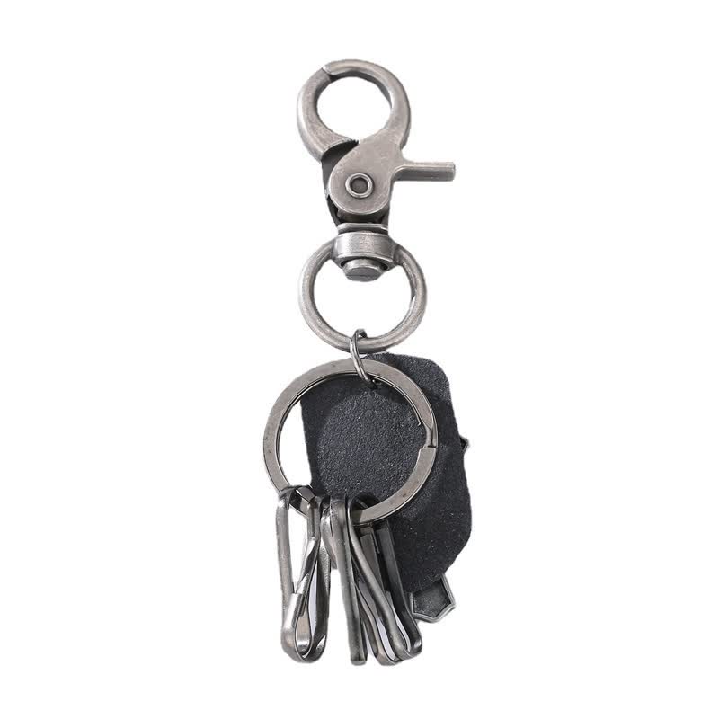 Porte-clés rétro en cuir avec motif de croix suspendu