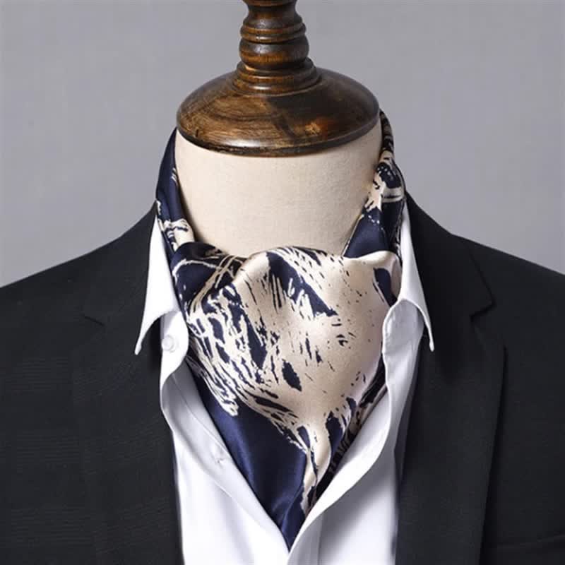 Foulard carré à imprimé cheval abstrait bleu marine et beige