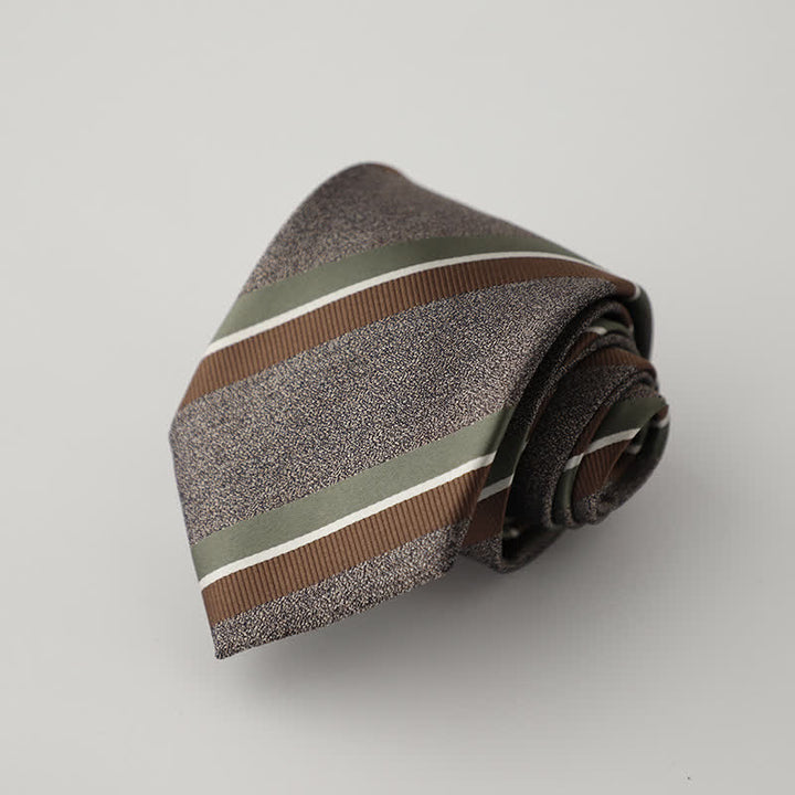 Cravate à rayures marron vert café de style britannique pour homme
