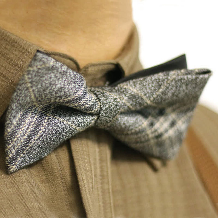 Nœud papillon en coton à carreaux de style britannique gris foncé pour homme