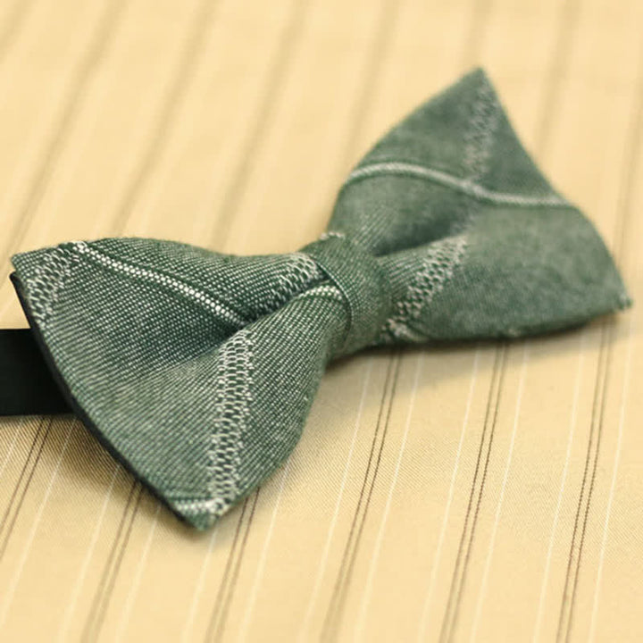 Nœud papillon en coton écossais style britannique MediumSeaGreen pour homme