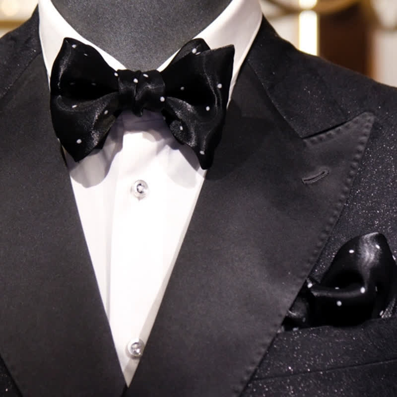 Nœud papillon romantique à pois noirs et blancs pour homme