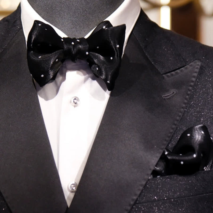 Nœud papillon romantique à pois noirs et blancs pour homme
