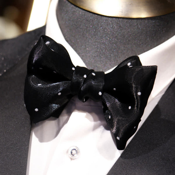 Nœud papillon romantique à pois noirs et blancs pour homme