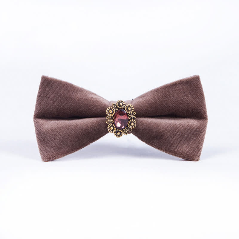 Nœud papillon en velours et cristal artificiel pour homme avec motif tournesol
