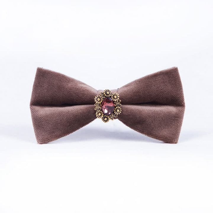 Nœud papillon en velours et cristal artificiel pour homme avec motif tournesol