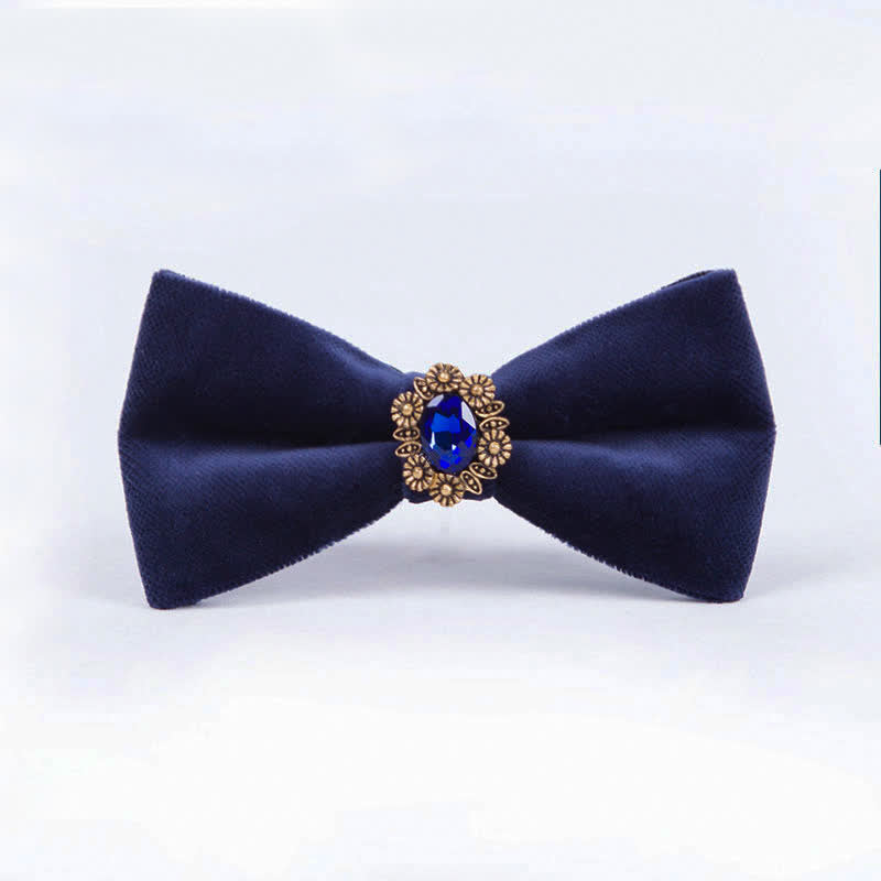 Nœud papillon en velours et cristal artificiel pour homme avec motif tournesol