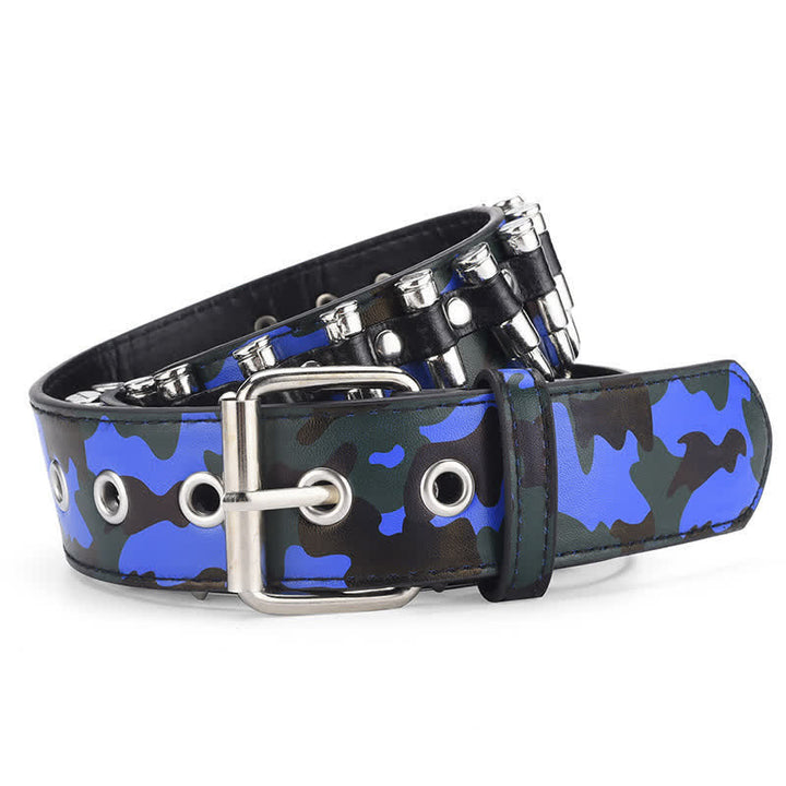 Ceinture en cuir à rivets et motif camouflage Rock Wild Bullet