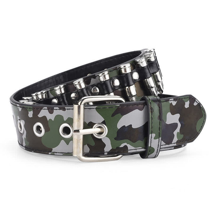 Ceinture en cuir à rivets et motif camouflage Rock Wild Bullet