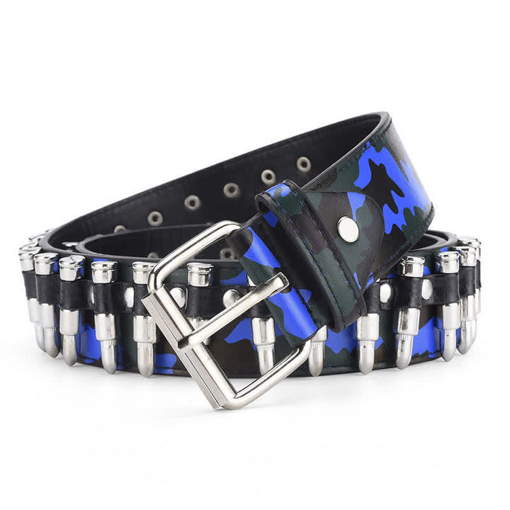 Ceinture en cuir à rivets et motif camouflage Rock Wild Bullet
